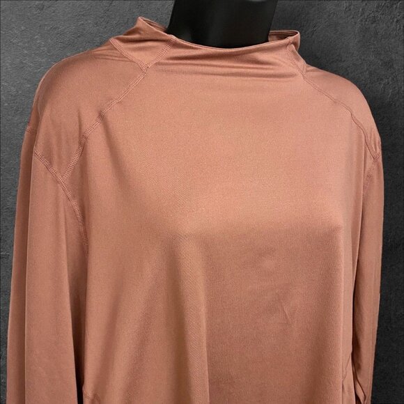 Fabletics Shirt Phoenix Brick Cherry Mocha Mock Neck Athletic Long Sleeve 2X - Picture 3 of 10